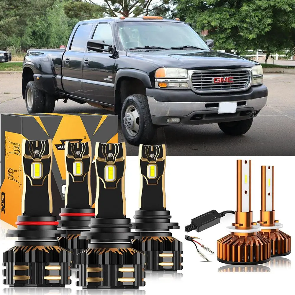 For 2001-2002 Gmc Sierra 3500 9005 9006 Led Headlight Bulbs Bundle 1