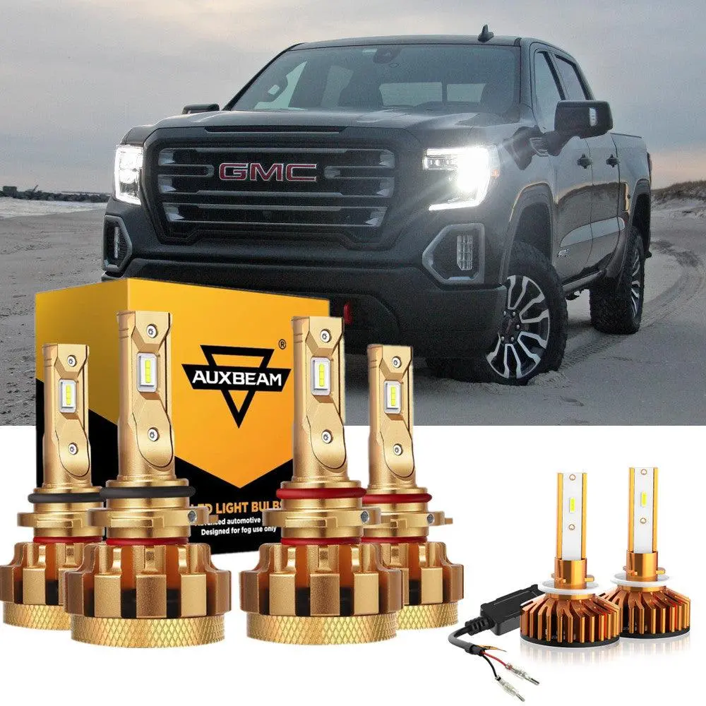 For 2000-2001 Gmc Sierra 1500 F-16 Plus Series Built-In Canbus Automotive Grade 14000Lm Led Light Bulbs High Low Beam Bundle 1