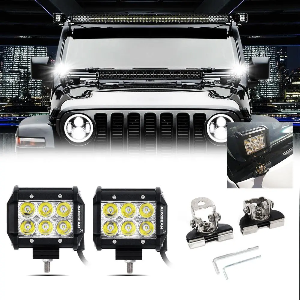4" Classic-Sm Series Spot Beam Led Pods Light + Universal Led Working Lights Mounting Brackets 1