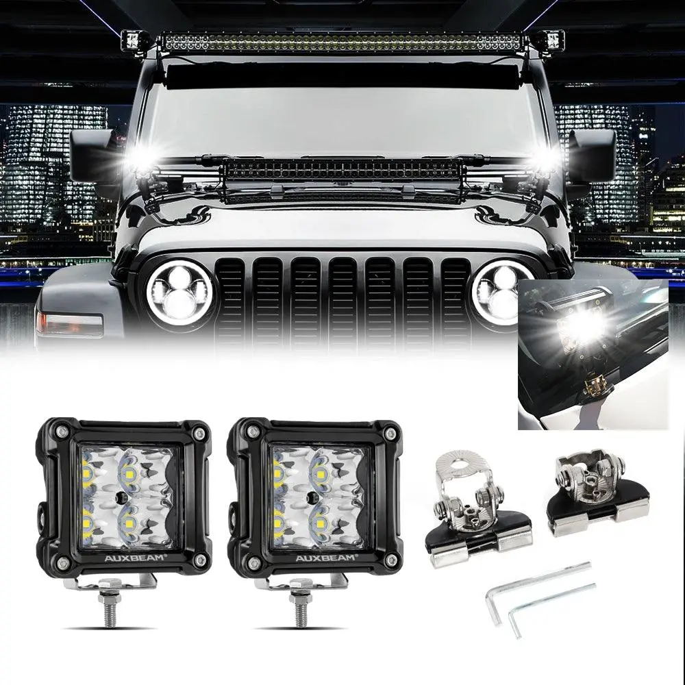 3 Inch Spot/Flood Beam Led Pods Light + Universal Led Working Lights Mounting Brackets 1