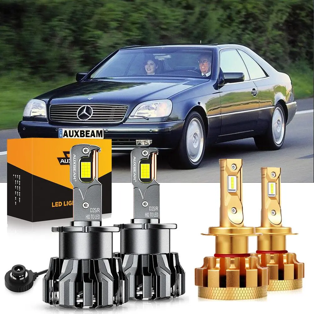 For 2000-2009 Mercedes-Benz Cl500 With Hid Headlamps Led Light Bulbs High Low Beam Bundle 1