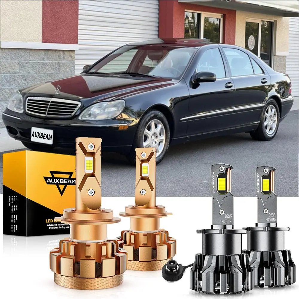 For 2000-2006 Mercedes-Benz S500 With Hid Headlamps Led Light Bulbs High Low Beam Bundle 1
