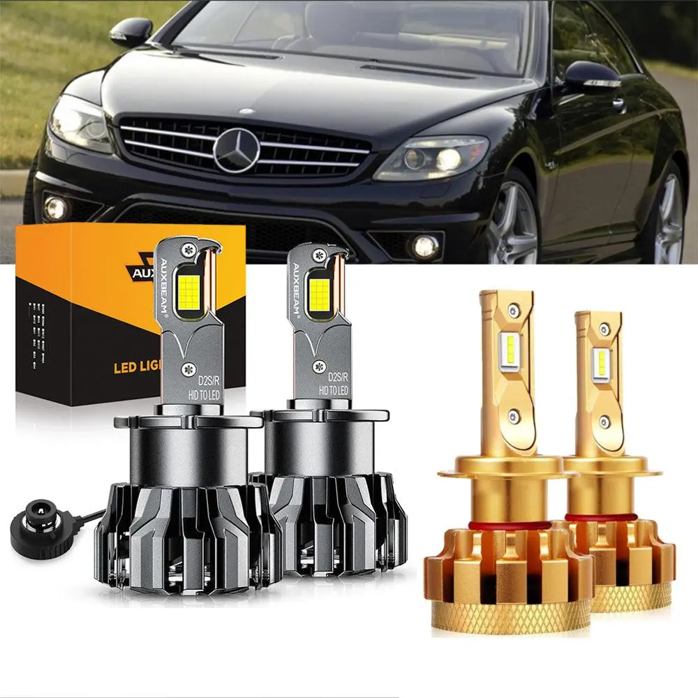 For 2008-2009 Mercedes-Benz Cl63 Amg With Hid Headlamps Led Light Bulbs High Low Beam Bundle 1