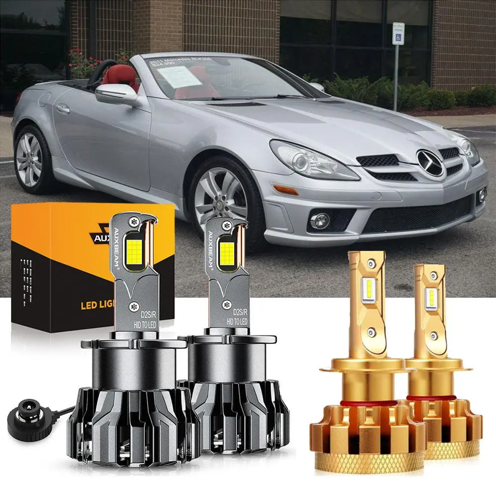 For 2009-2011 Mercedes-Benz Slk300 With Hid Headlamps Led Light Bulbs High Low Beam Bundle 1