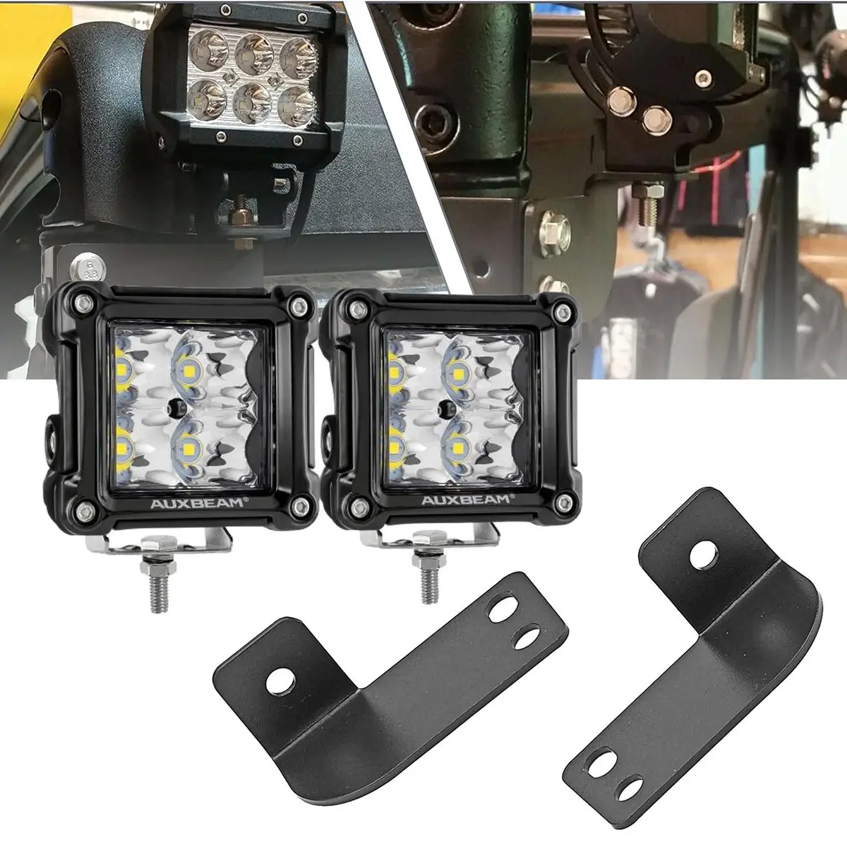 3 Inch Led Pods Light Spot/Flood Beam & Rear Roof Reversing Light Led Pod Light Brackets For 2013-2021 Polaris Ranger 570/800/900/900Xp/1000/1000Xp 1