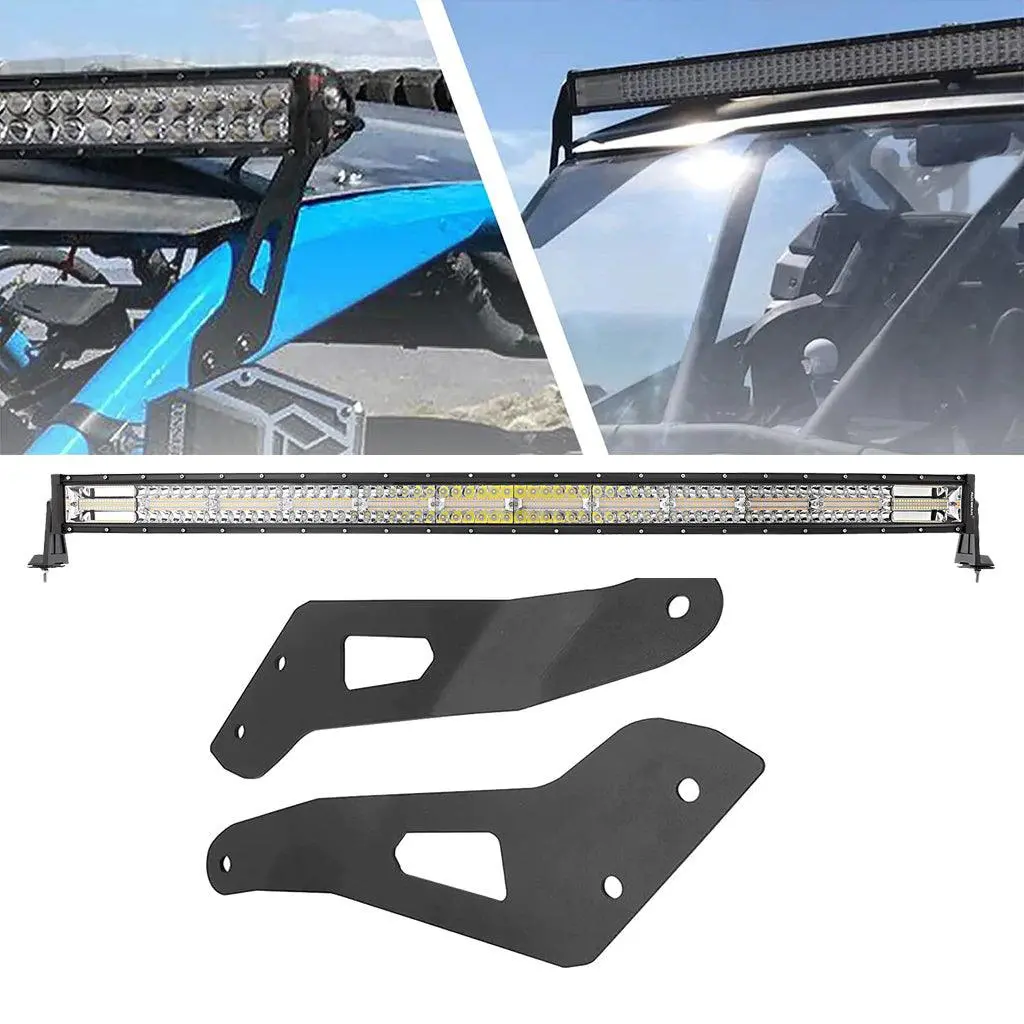 50 Inch 6 Modes Curved Led Light Bars & Led Light Bar Mounting Bracket Combo For Can-Am Maverick X3 1