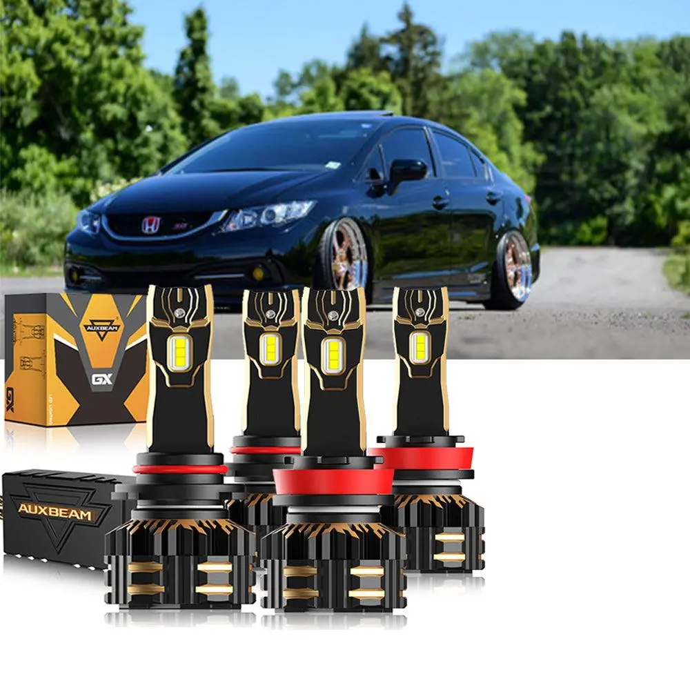 For 2014-2015 Honda Civic 9005 H11 9006 Led Headlight Bulbs Bundle 19