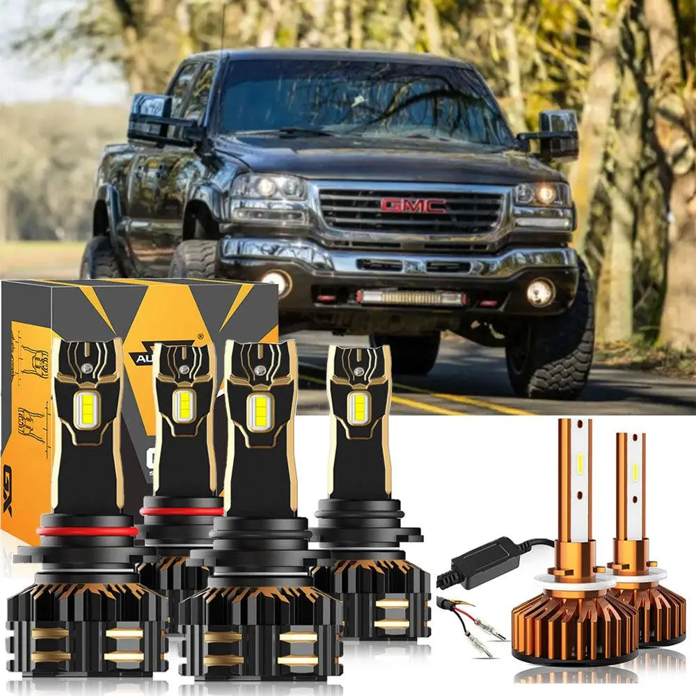 For 2000-2002 Gmc Sierra 2500 9005 9006 Led Headlight Bulbs Bundle 1