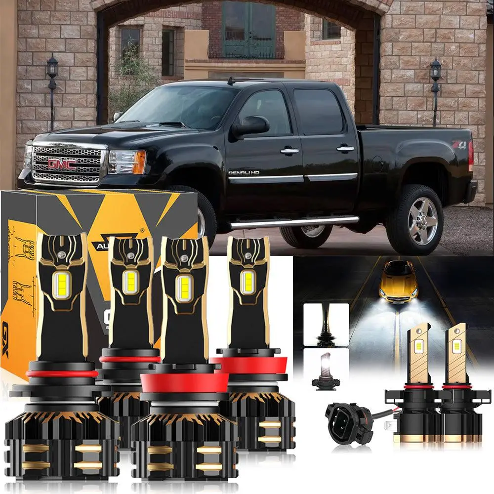 For 2007-2014 Gmc Sierra 3500 Hd 9005 H11 Led Headlight Bulbs Bundle 2