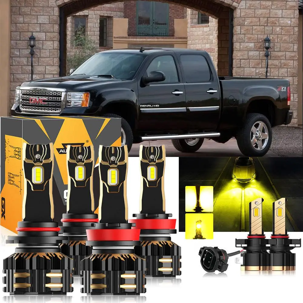 For 2007-2014 Gmc Sierra 3500 Hd 9005 H11 Led Headlight Bulbs Bundle 11