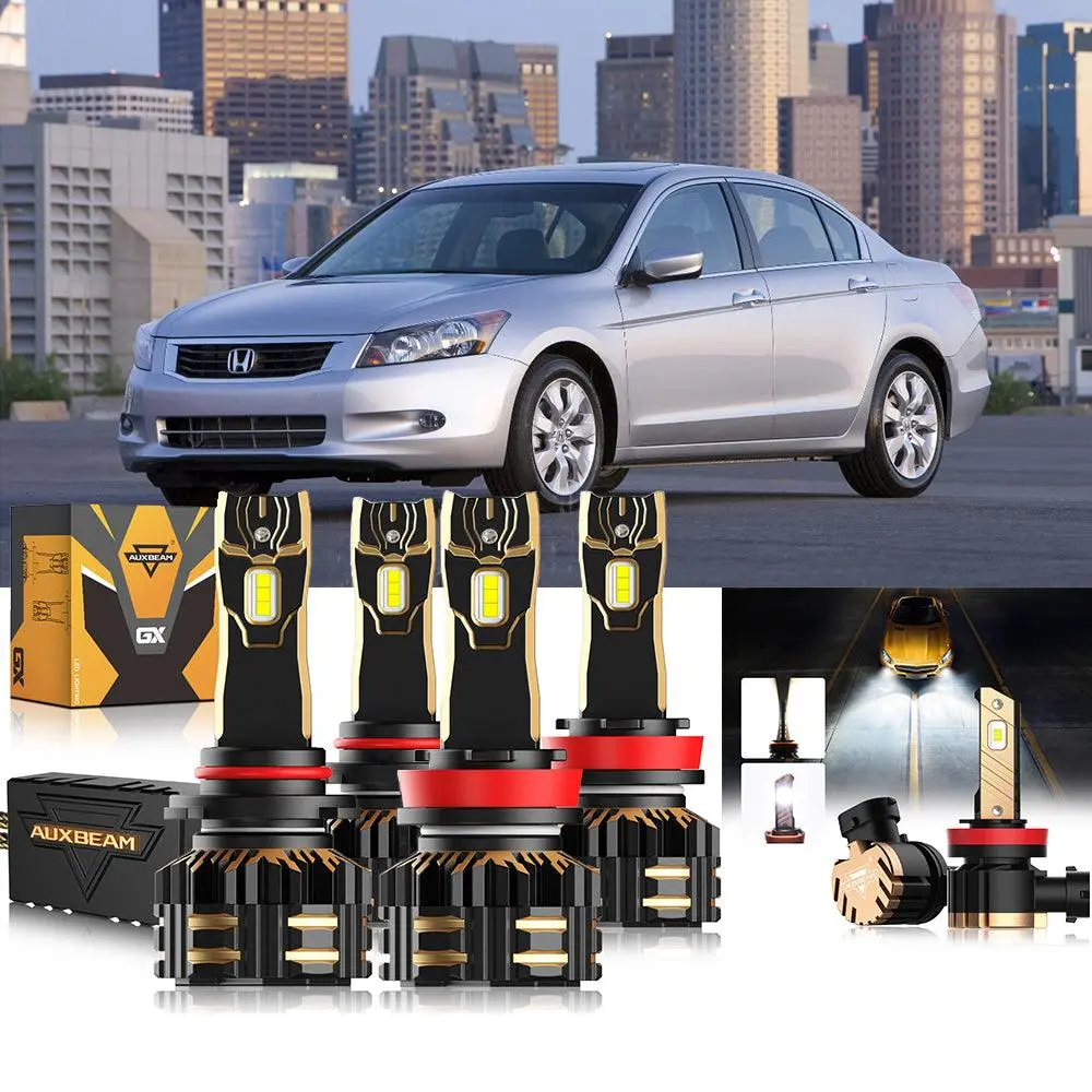 For 2008-2012 Honda Accord 9005 H11 9006 Led Headlight Bulbs Bundle 1