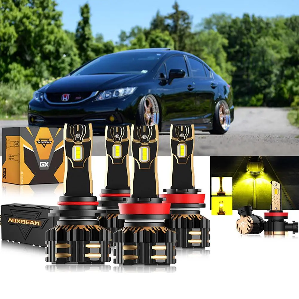 For 2014-2015 Honda Civic 9005 H11 9006 Led Headlight Bulbs Bundle 17