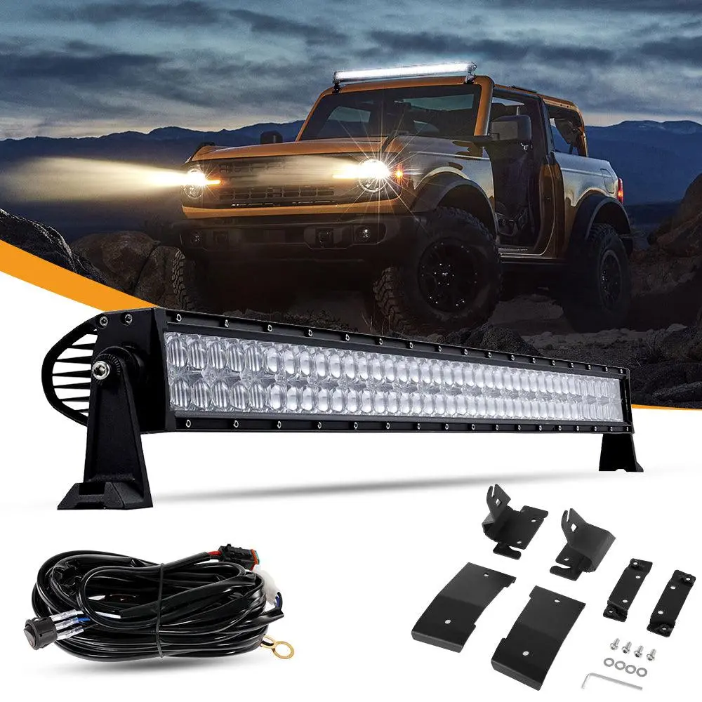 42 Inch 5D Series Straight Led Light Bar & Car Roof Windshield Led Light Bar Mounting Bracket For Ford Bronco 2/4 Door 2021 2022 1