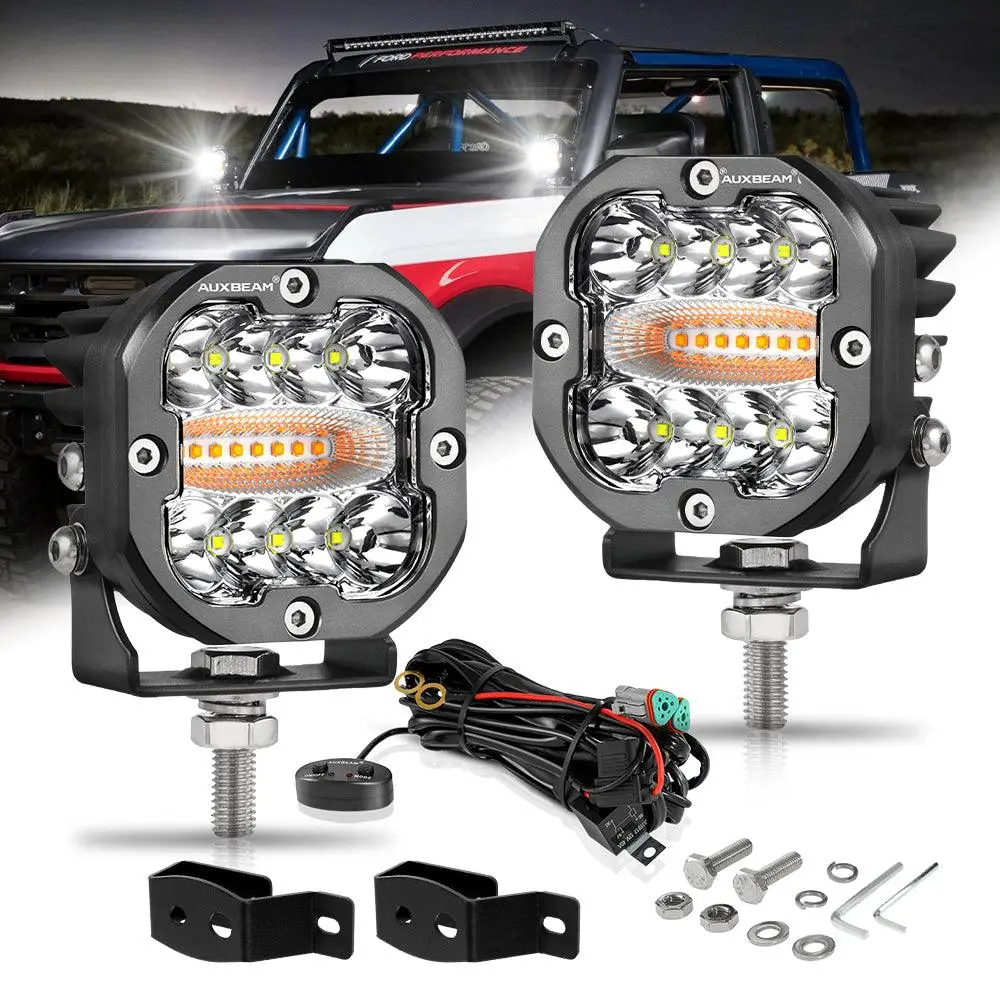3 Inch 96W 9600Lm Led Pods 6 Modes Led Driving Light With A-Pillar Mounting Bracket For Ford Bronco 2/4 Door 2021 2022 1