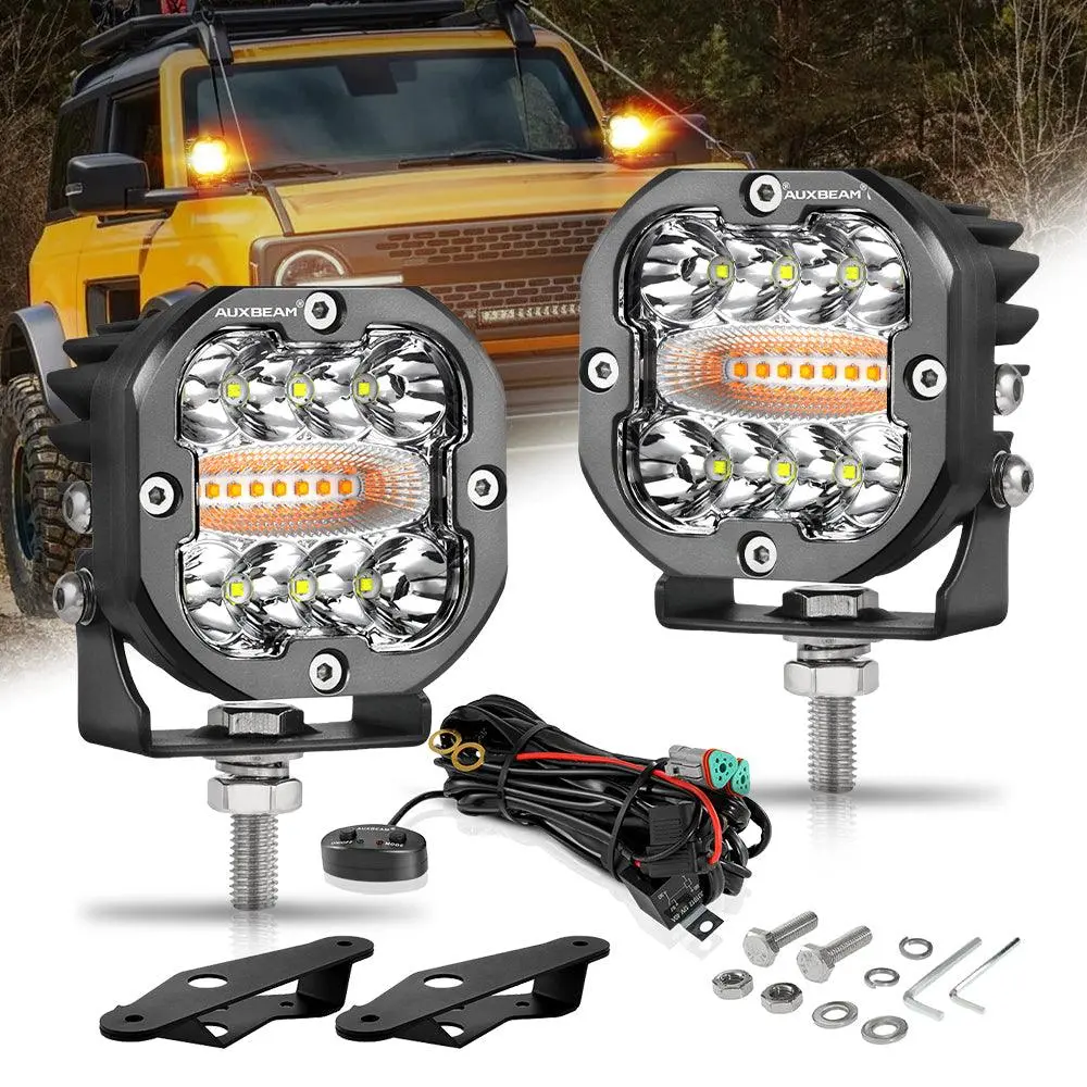 3 Inch 96W 9600Lm Led Pods 6 Modes Led Driving Light With A-Pillar Mounting Bracket For Ford Bronco 2/4 Door 2021 2022 1