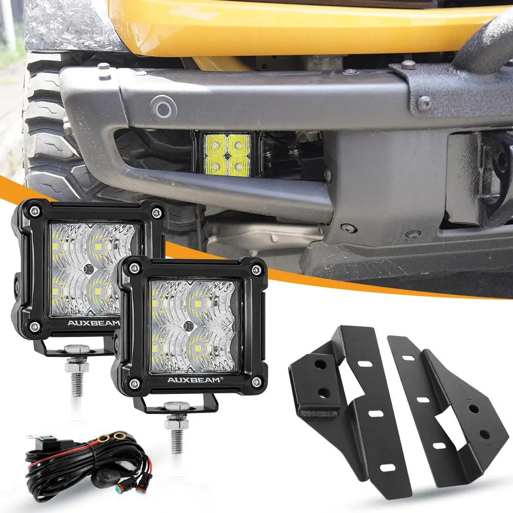 3 Inch 20W Flood Led Pods Light With Front Bumper Fog Light Mount Brackets For Ford Bronco 2021 2022 1