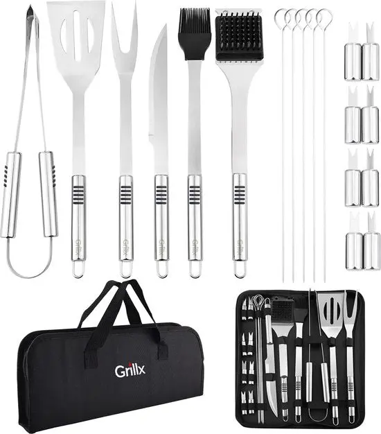 Grillx Bbq Accessoires Gereedschapset - Bbq Tang, Spatel, Vork, Borstel - Complete Barbecue Tools Set 1