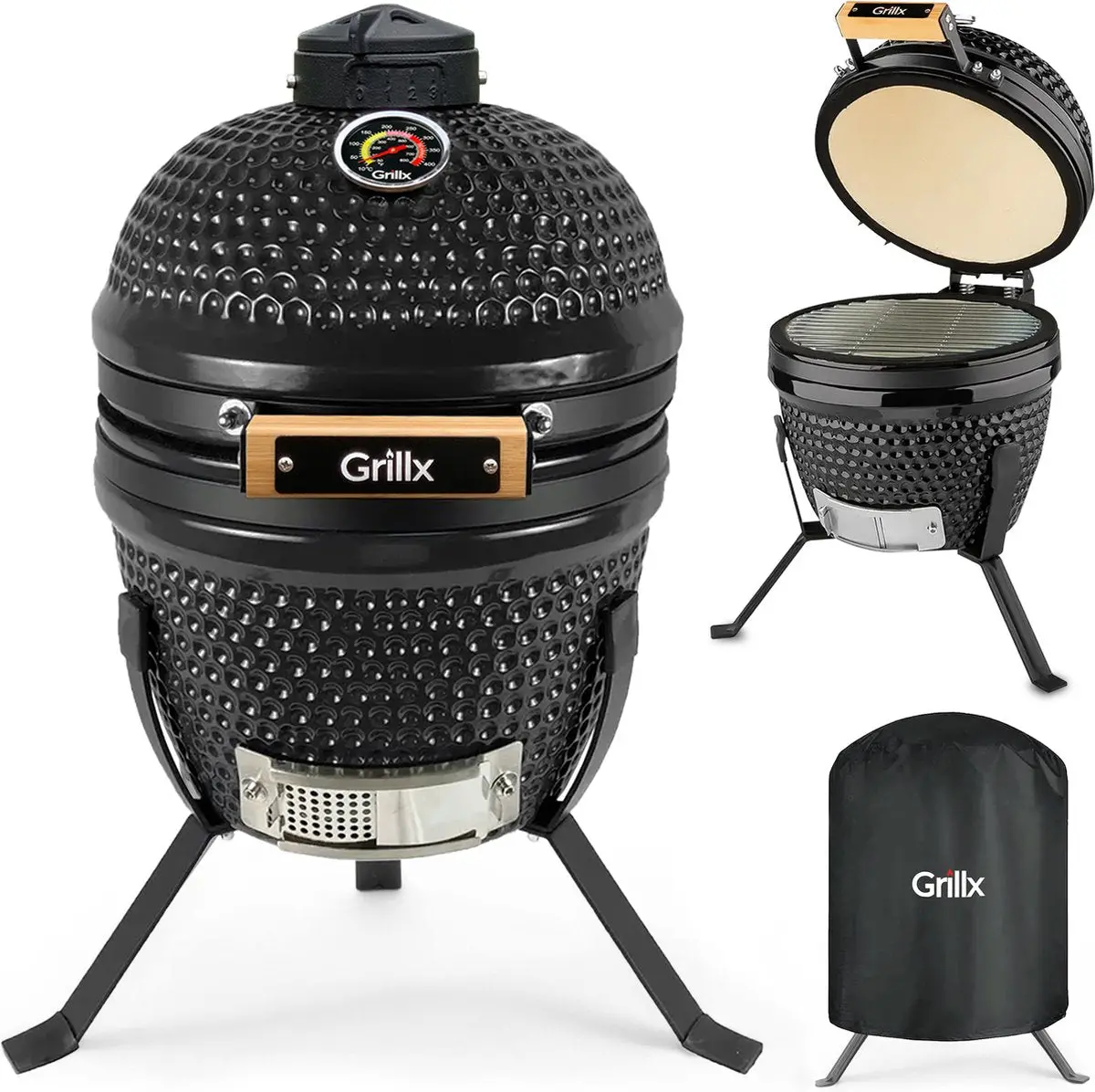 Grillx Kamado Bbq - 13 Inch - Inclusief Opberghoes - Barbecue Egg - Houtskool Barbecue - Zwart - Ø 27 Cm 1