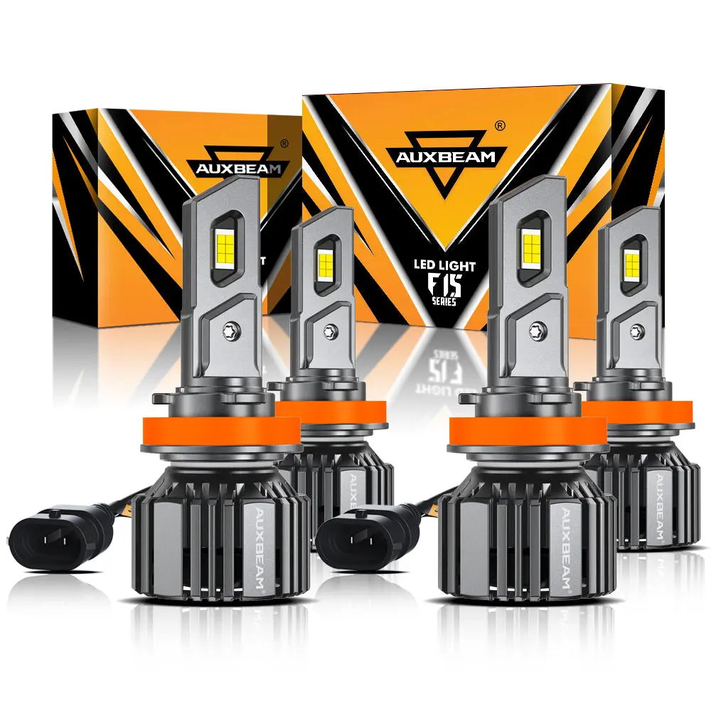 H11+H11 Led Headlight Bulbs 90W 20000Lm F15 Series 20% Smaller Size 6500K Cool White | 4 Bulbs 1