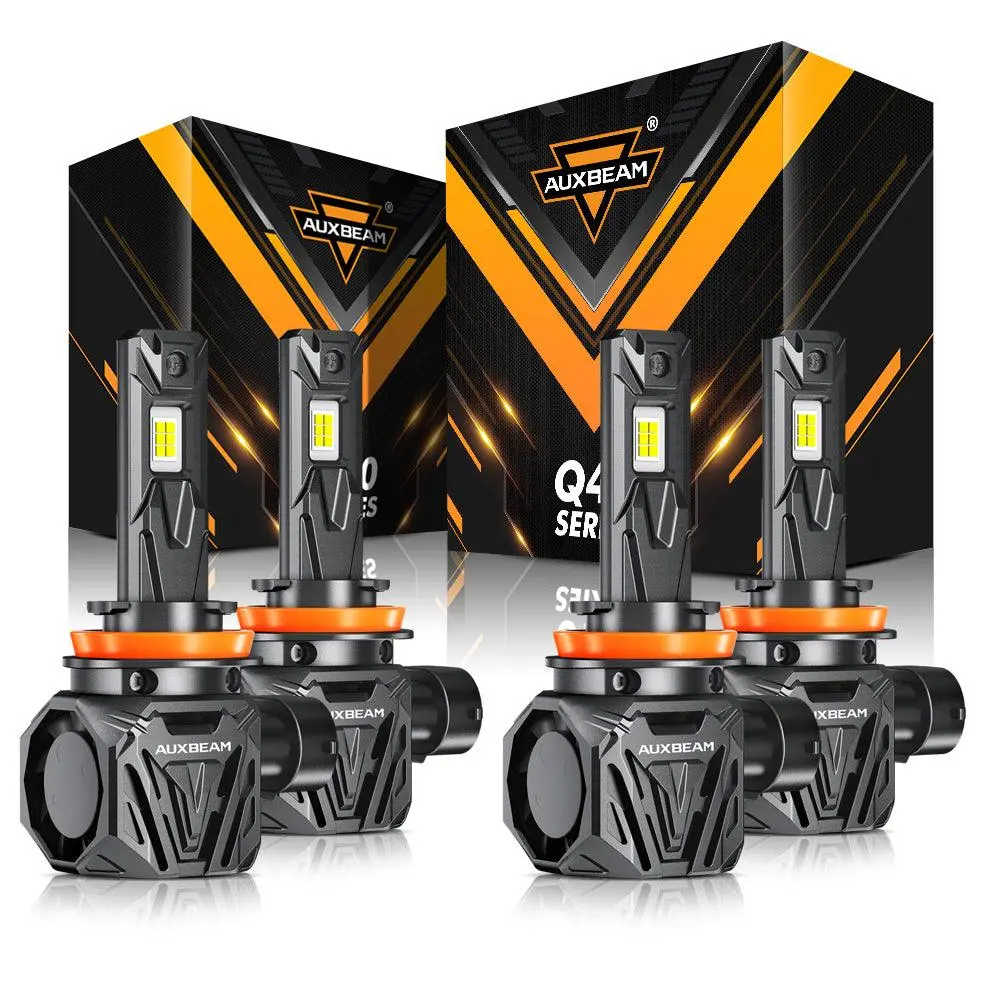 🆕H11+H11 Led Headlight Bulbs Q40 Series Ultra-High Brightness 120W 30000Lm 6500K Cool White | 4 Bulbs 1