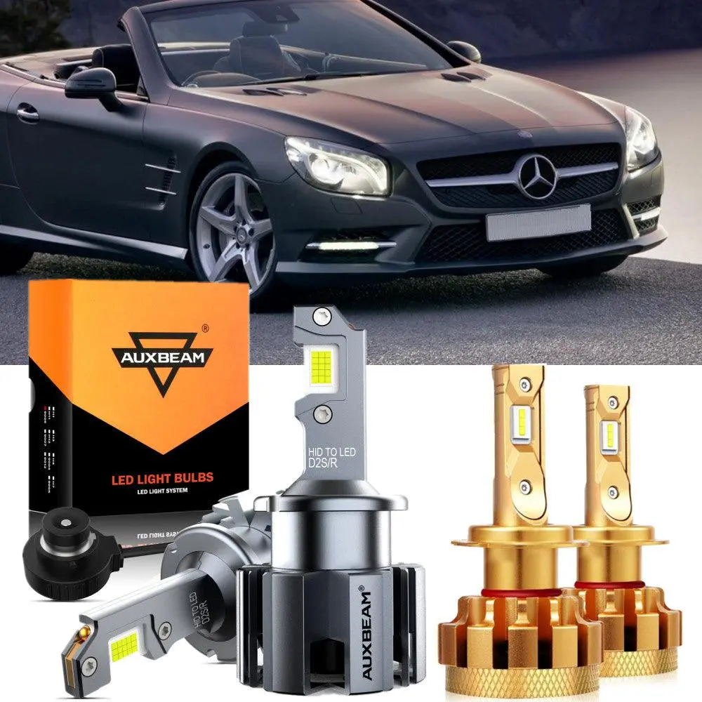 For 2003-2006 Mercedes-Benz Sl500 With Hid Headlamps Led Light Bulbs High Low Beam Bundle 1