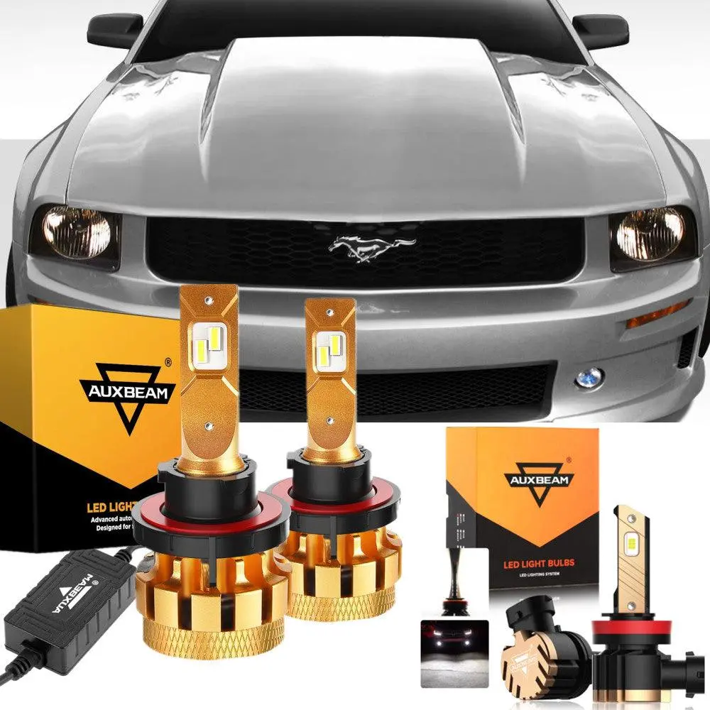For 2005-2006 Ford Mustang (Base) F-16 Plus Series Built-In Canbus Automotive Grade 14000Lm Led Light Bulbs High Low Beam Bundle 1