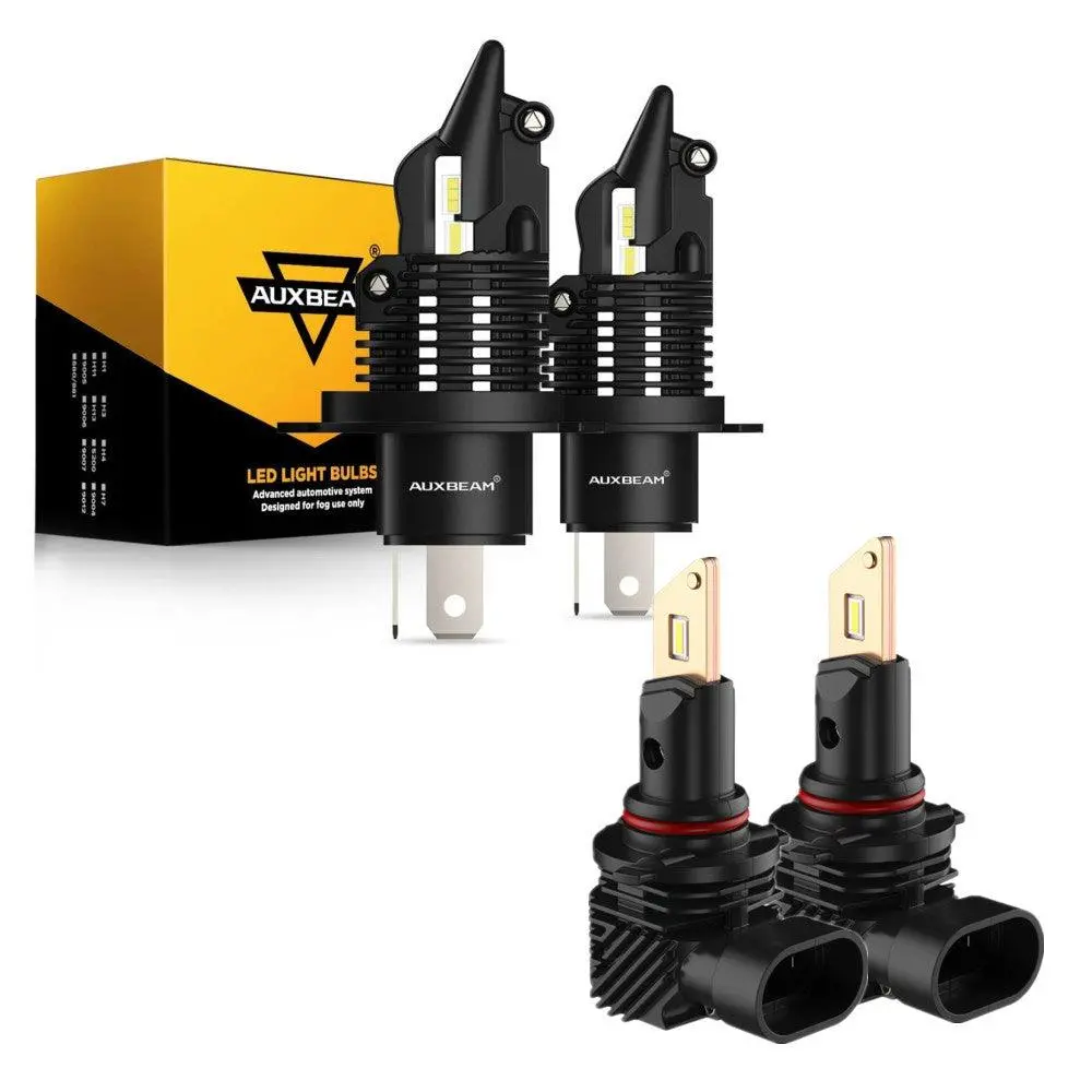For 2005-2011 Toyota Tacoma H4/9003 Q10 Series Fanless&Wireless 1:1 Halogen Size 6500K Led Light Bulbs High Low Beam Bundle 1