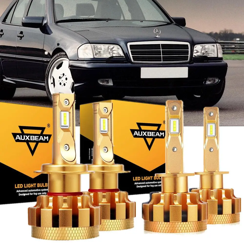 For 2000 Mercedes-Benz C43 Amg With Halogen Headlamps Led Light Bulbs High Low Beam Bundle 1
