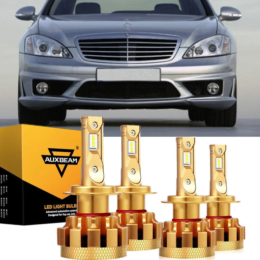 For 2006 Mercedes-Benz S65 Amg With Halogen Headlamps F-16 Plus Series Built-In Canbus Led Light Bulbs High Low Beam Bundle 1