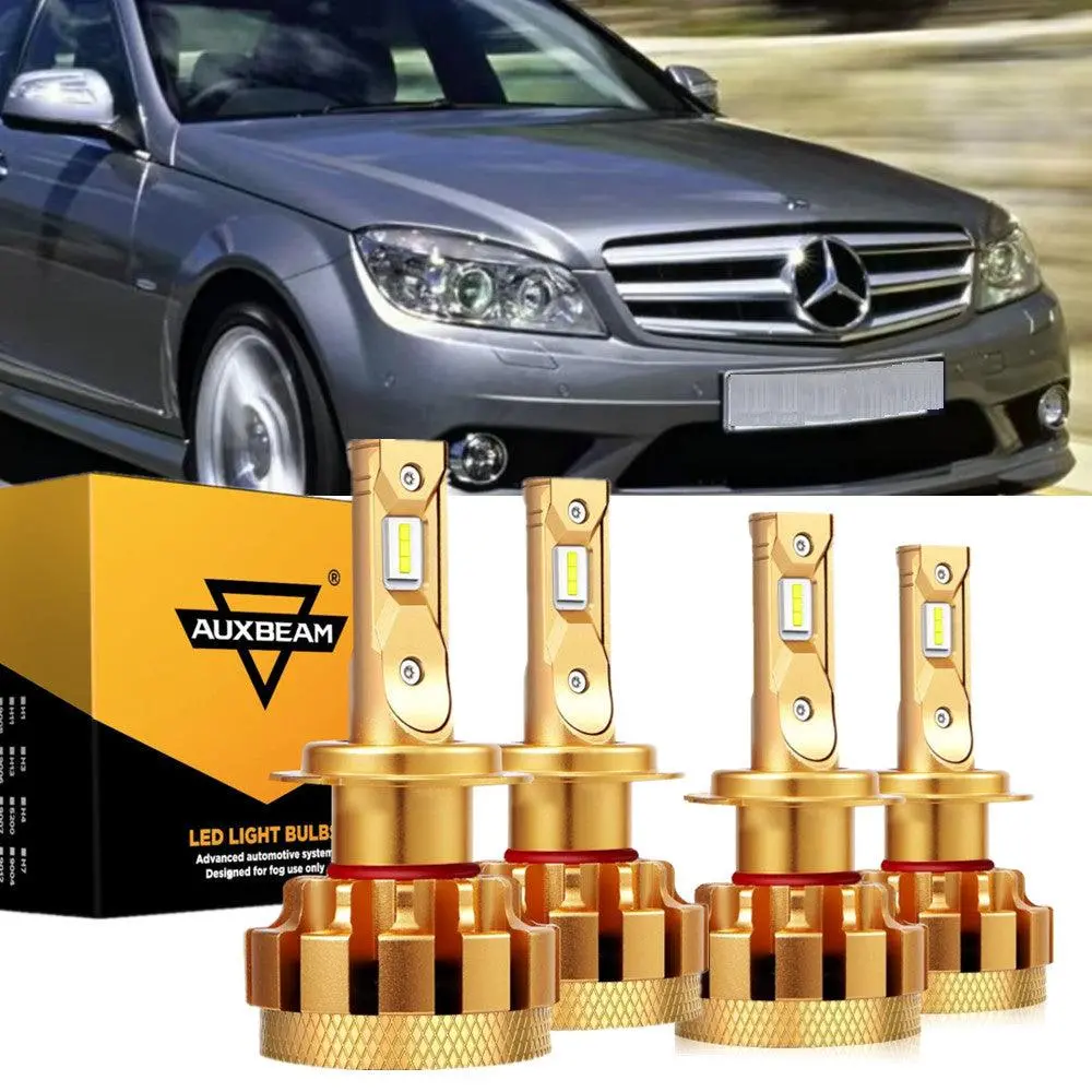 For 2006-2015 Mercedes-Benz C350 With Halogen Headlamps Led Light Bulbs High Low Beam Bundle 1