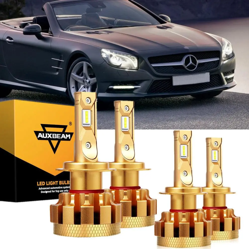 For 2003-2006 Mercedes-Benz Sl500 With Halogen Headlamps F-16 Plus Series Built-In Canbus Led Light Bulbs High Low Beam Bundle 1