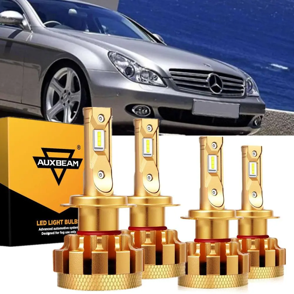 For 2006 Mercedes-Benz Cls500 With Halogen Headlamps F-16 Plus Series Built-In Canbus Led Light Bulbs High Low Beam Bundle 1