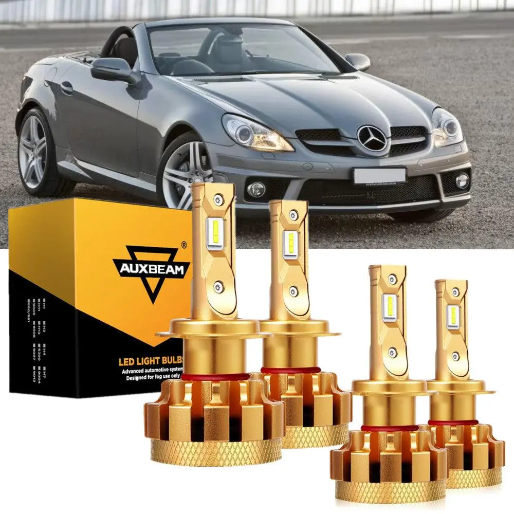 For 2009-2016 Mercedes-Benz Slk300 With Halogen Headlamps F-16 Plus Series Built-In Canbus Led Light Bulbs High Low Beam Bundle 1