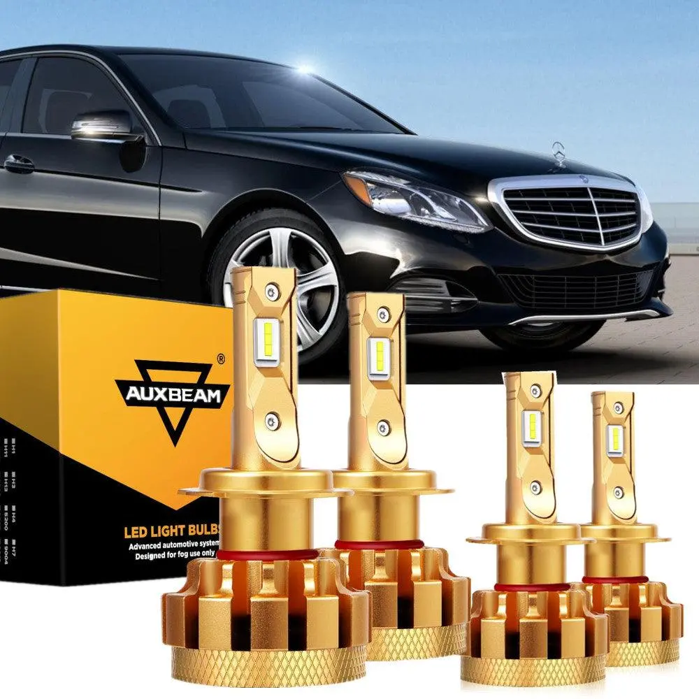 For 2000-2009 Mercedes-Benz E320 With Halogen Headlamps F-16 Plus Series Built-In Canbus Led Light Bulbs High Low Beam Bundle 1