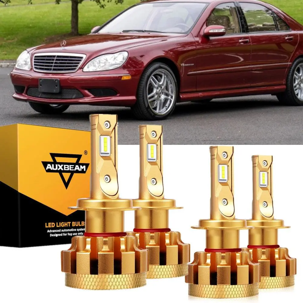 For 2001-2006 Mercedes-Benz S55 Amg With Halogen Headlamps F-16 Plus Series Built-In Canbus Led Light Bulbs High Low Beam Bundle 1