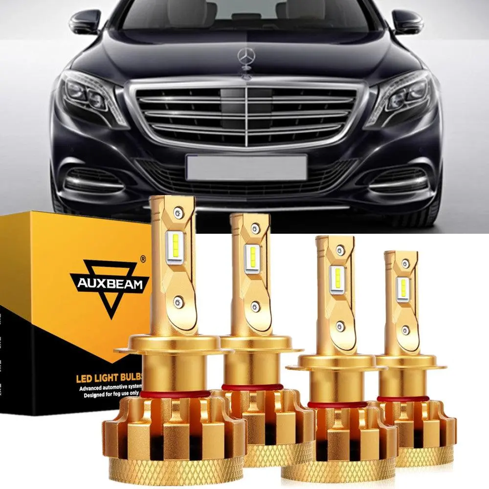 For 2001-2006 Mercedes-Benz S600 With Halogen Headlamps F-16 Plus Series Built-In Canbus Led Light Bulbs High Low Beam Bundle 1