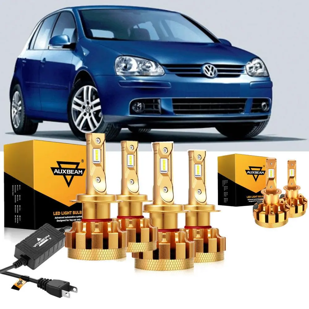 For 2000-2006 Volkswagen Golf F-16 Plus Series Automotive Grade 28000Lm Hi-Beam/Lo-Beam/Fog Light Combo Led Light Bulbs 1