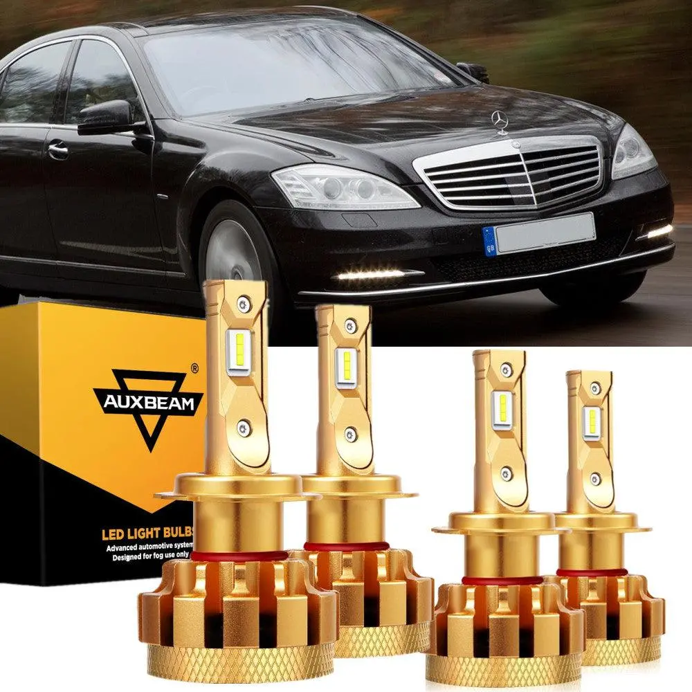 For 2000-2006 Mercedes-Benz S500 With Halogen Headlamps F-16 Plus Series Built-In Canbus Led Light Bulbs High Low Beam Bundle 1