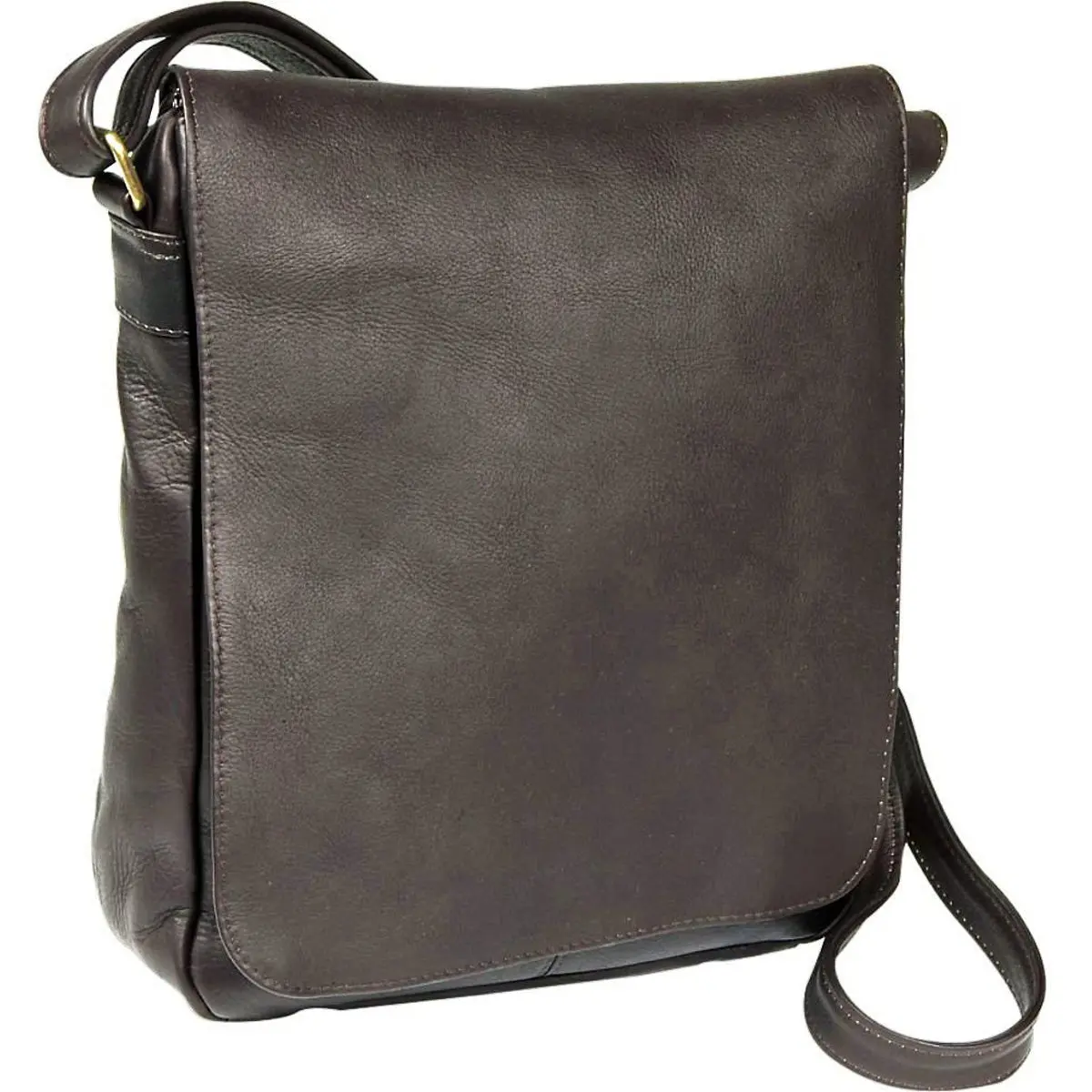 Ledonne Leather Vertical Flap Over Shoulder Bag 1