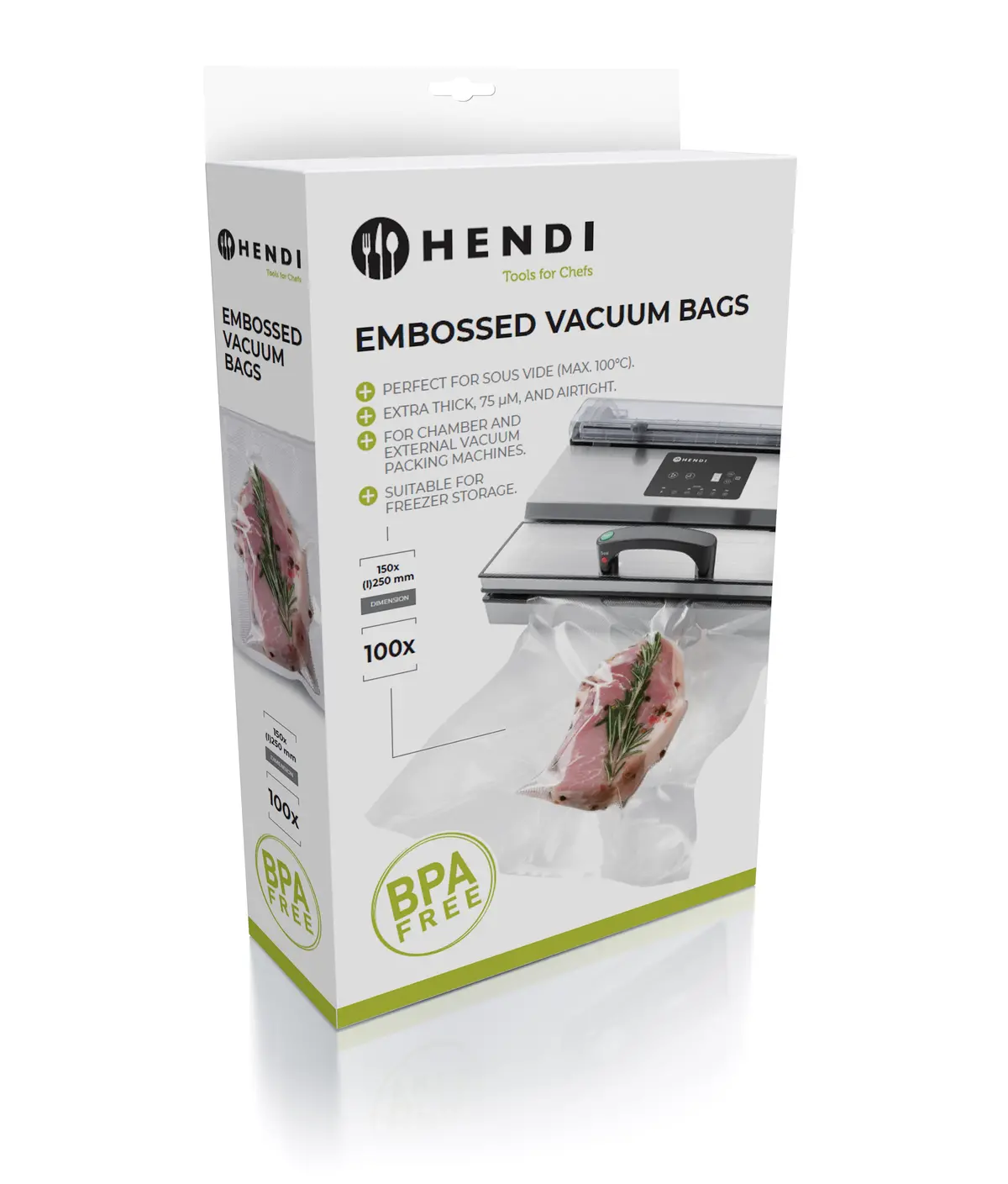 Hendi Vacumeerzakken Met Reliëf - Sous Vide Zakken - 25 X 35 Cm - Geschikt Voor Foodsaver Vacumeermachines - 100 Stuks 1