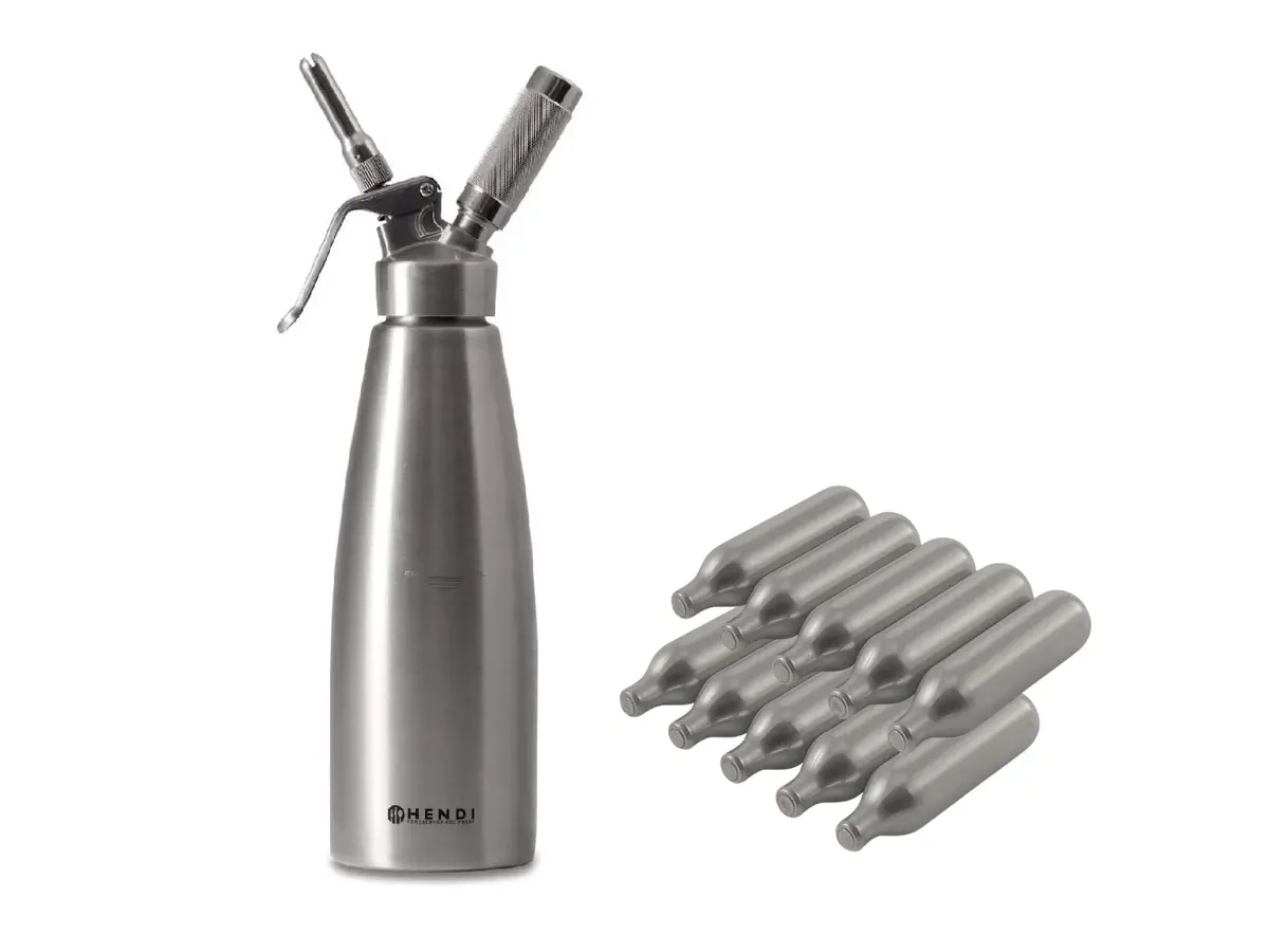 Hendi Slagroomspuit Rvs 500 Ml + Slagroompatronen 10 Stuks 1