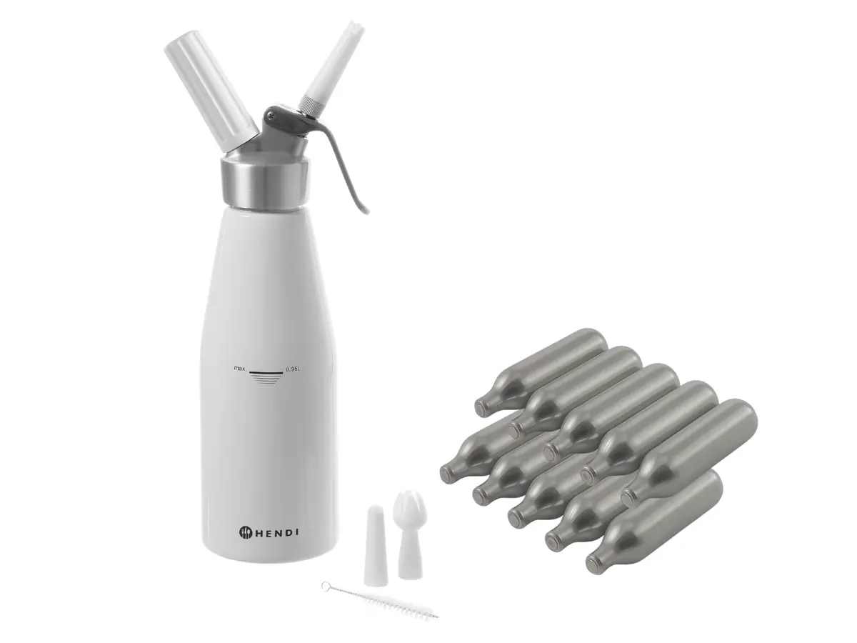 Hendi Slagroomspuit Wit 950 Ml + Slagroompatronen 10 Stuks 1