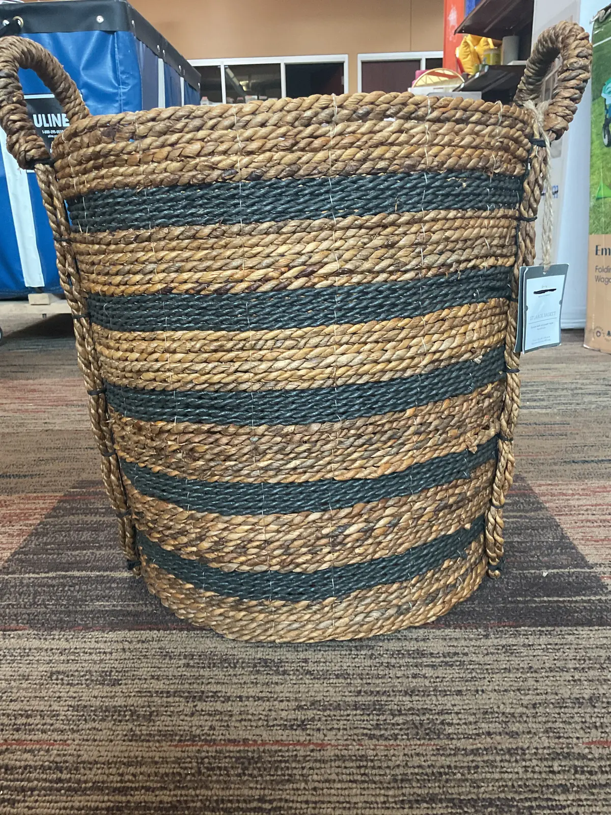 Tall Striped Basket Black/Natural 1