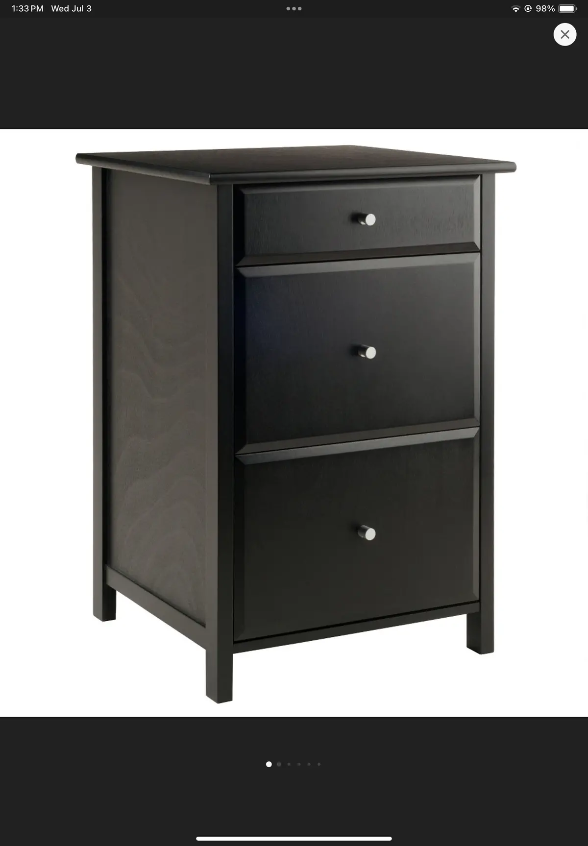 Delta File Cabinet Black - Winsome Boxed As Is 1