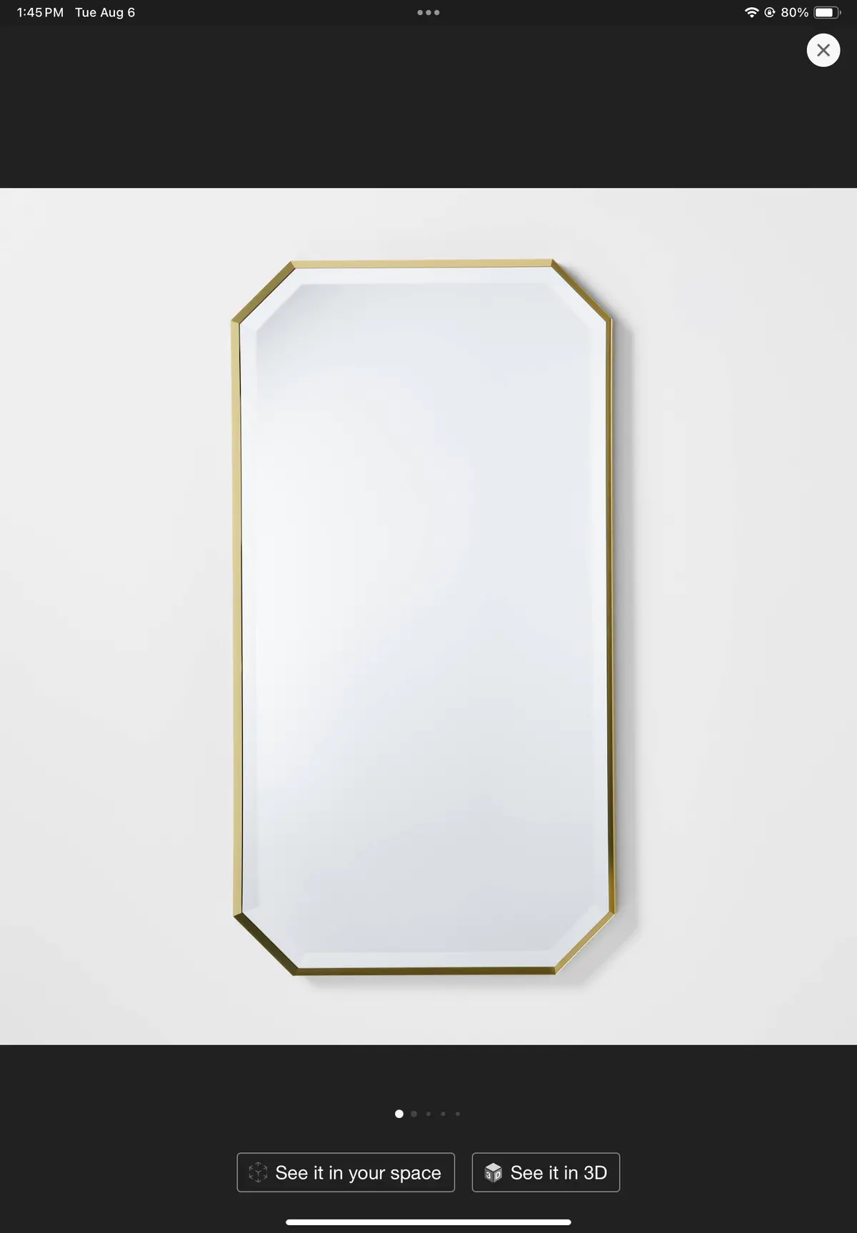 16"×30" Geometric Aluminum Metal Wall Mirror Brass 1