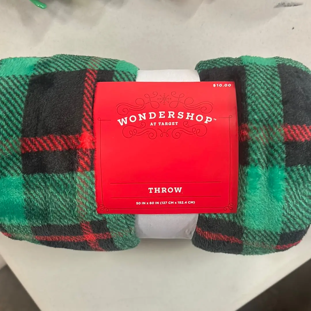 Green Plaid Throw Blanket 1