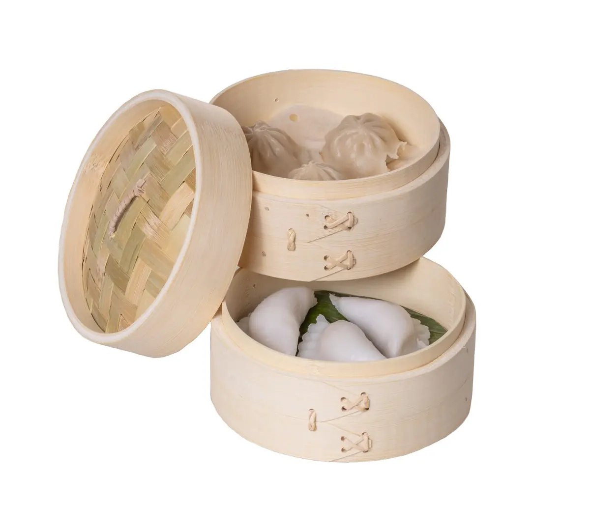 Sareva Stoommandje / Dim Sum Mandje / Serveermandje Bamboe - 2-Laags - Ø 15 Cm 1