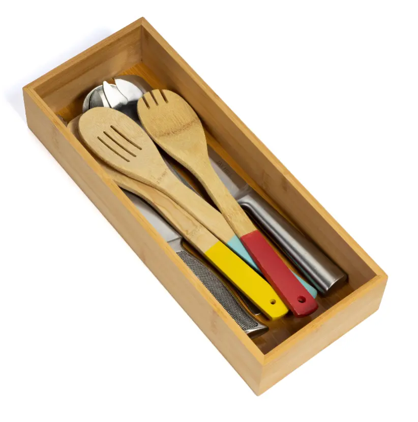 Cookinglife Bestekbak Kookgerei- Opbergbox - Multi Organizer - Bamboe 38 X 15 X 7 Cm 1