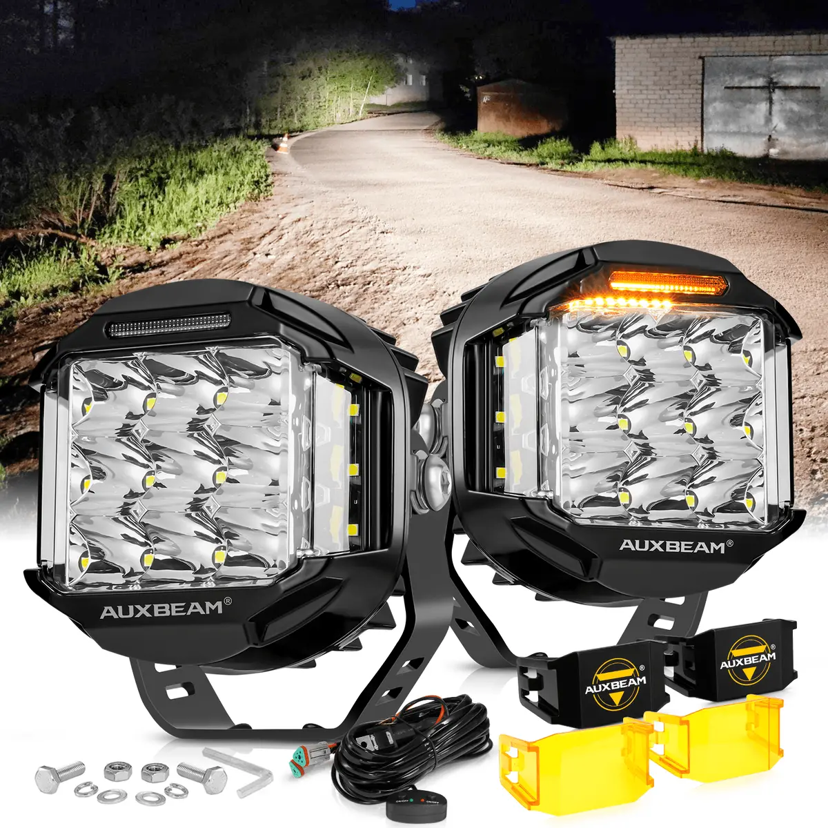 V-Max Series LED Pod Lights – 4", 5", or 7" Spot Beam Side Shooter with Integrated Amber DRL