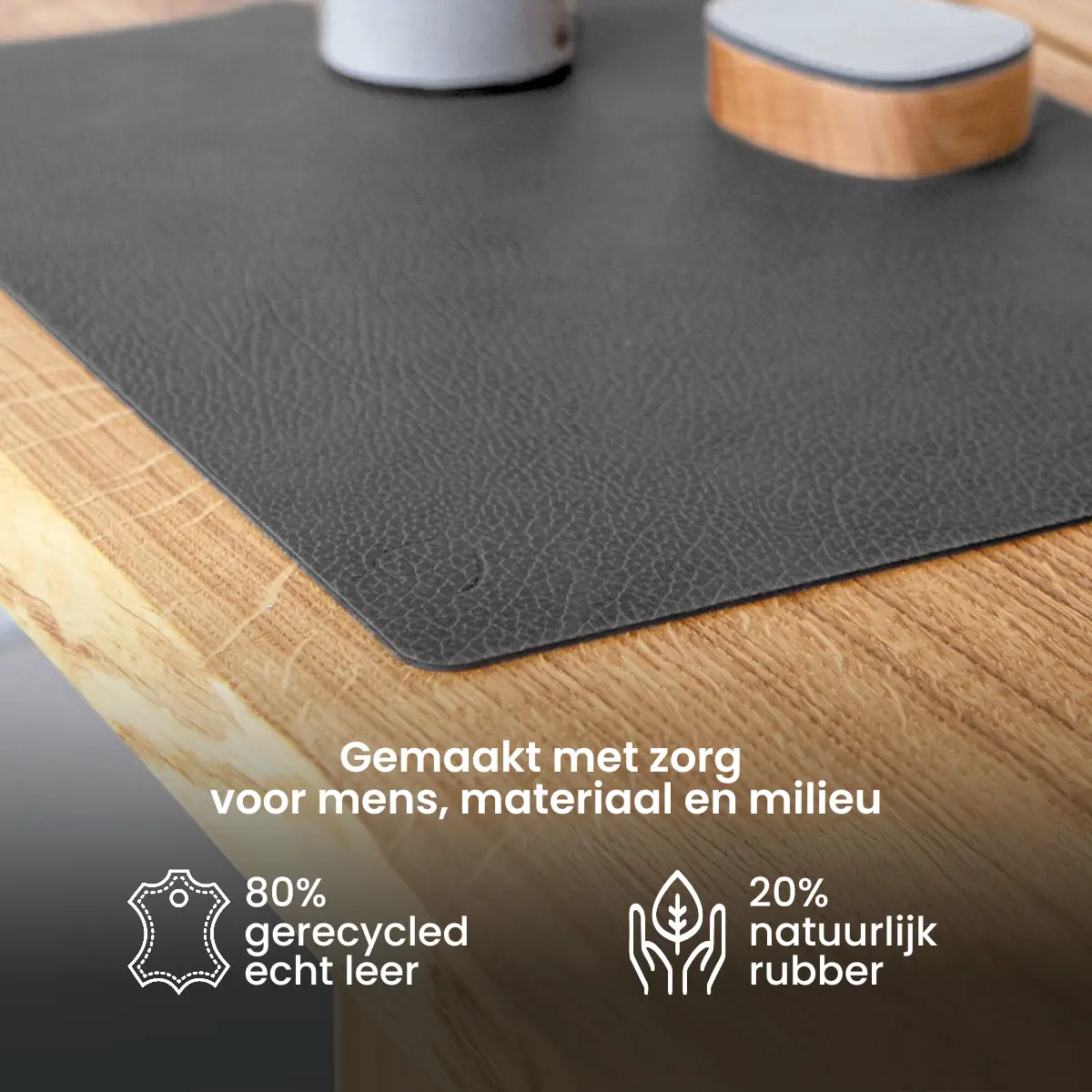 Lind Dna Placemats Hippo - Leer - Anthracite Grey - 45 X 35 Cm - 2 Stuks 2